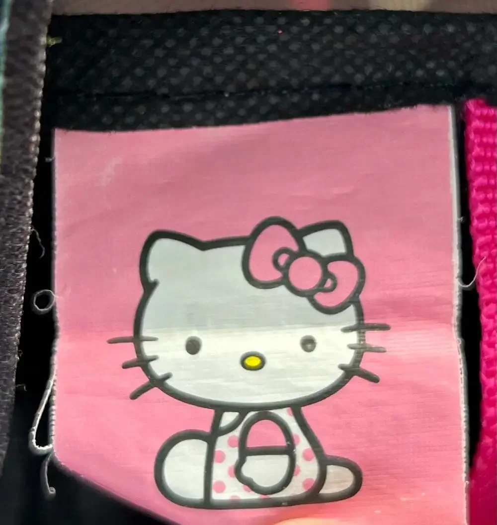 Hello Kitty Sanrio Tote book bag 2014 neon and black pink sparkle bow